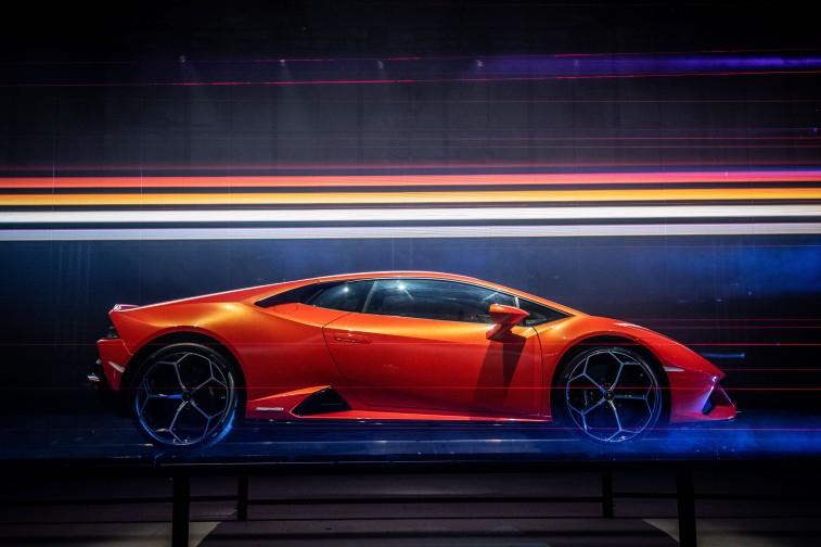MILAN, ITALY - FEBRUARY 28: A general view of the European Premiere Lamborghini Huracán EVO event on February 28, 2019 in Milan, Italy. (Photo by Valerio Pennicino/Getty Images for Lamborghini)